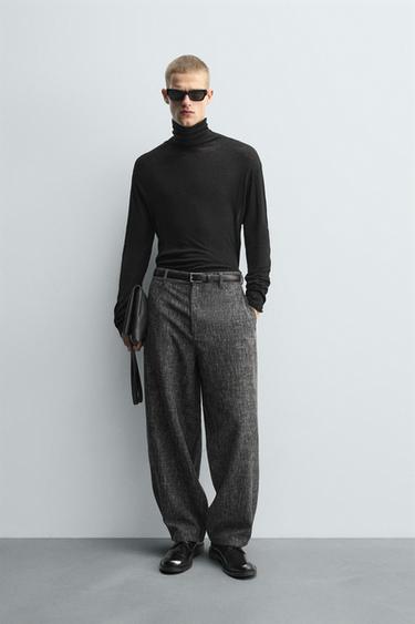 TEXTURED BALLOON FIT TROUSERS - Black by Zara