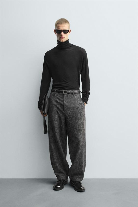 TEXTURED BALLOON FIT PANTS