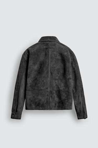 RELAXED FIT SPLIT SUEDE LEATHER JACKET - Grey by Zara - Image 8