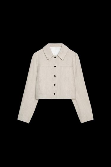 Zara TOPSTITCH JACKET - Sand - Image 0
