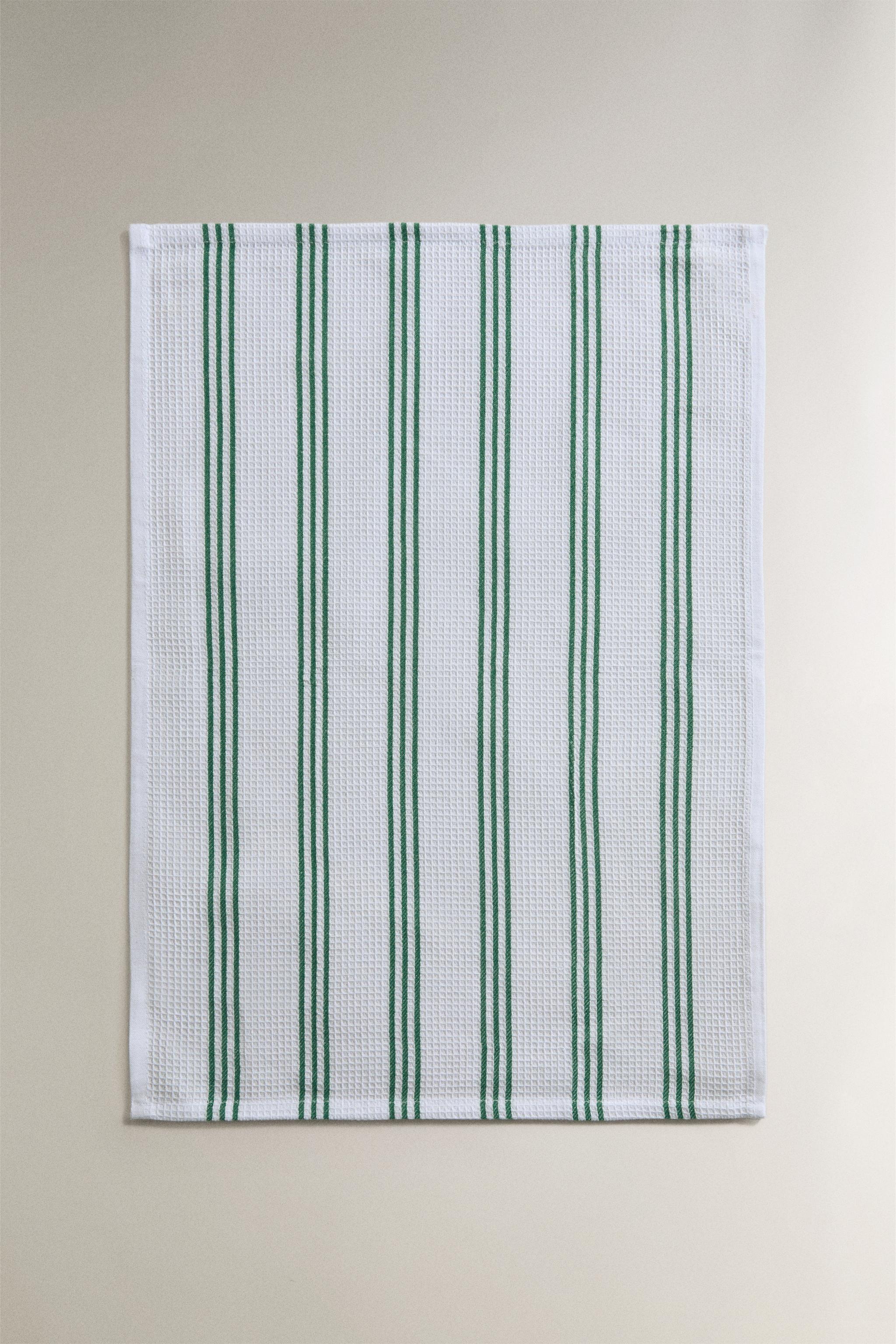 STRIPED KITCHEN TOWEL SET (PACK OF 2) — Green