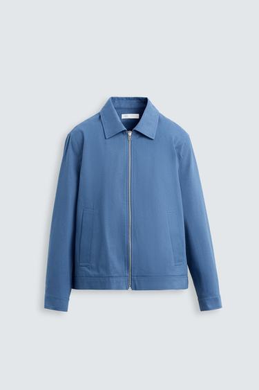 Zara REGULAR FIT COTTON JACKET - Blue