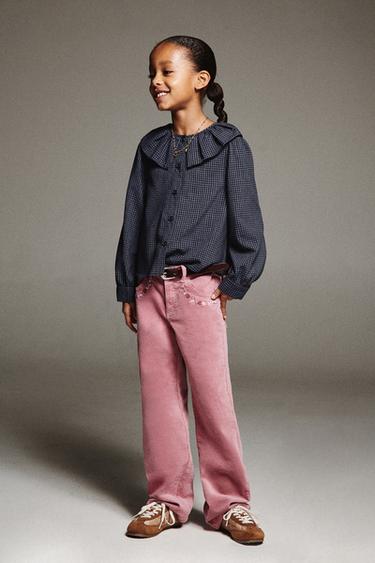 VELVET TROUSERS WITH EMBROIDERED FLOWERS - Pink by Zara