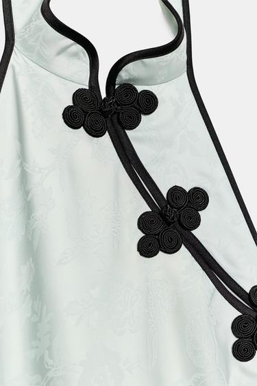 ROBE MI-LONGUE JACQUARD À BRANDEBOURGS - Vert d'eau de Zara - Image 6