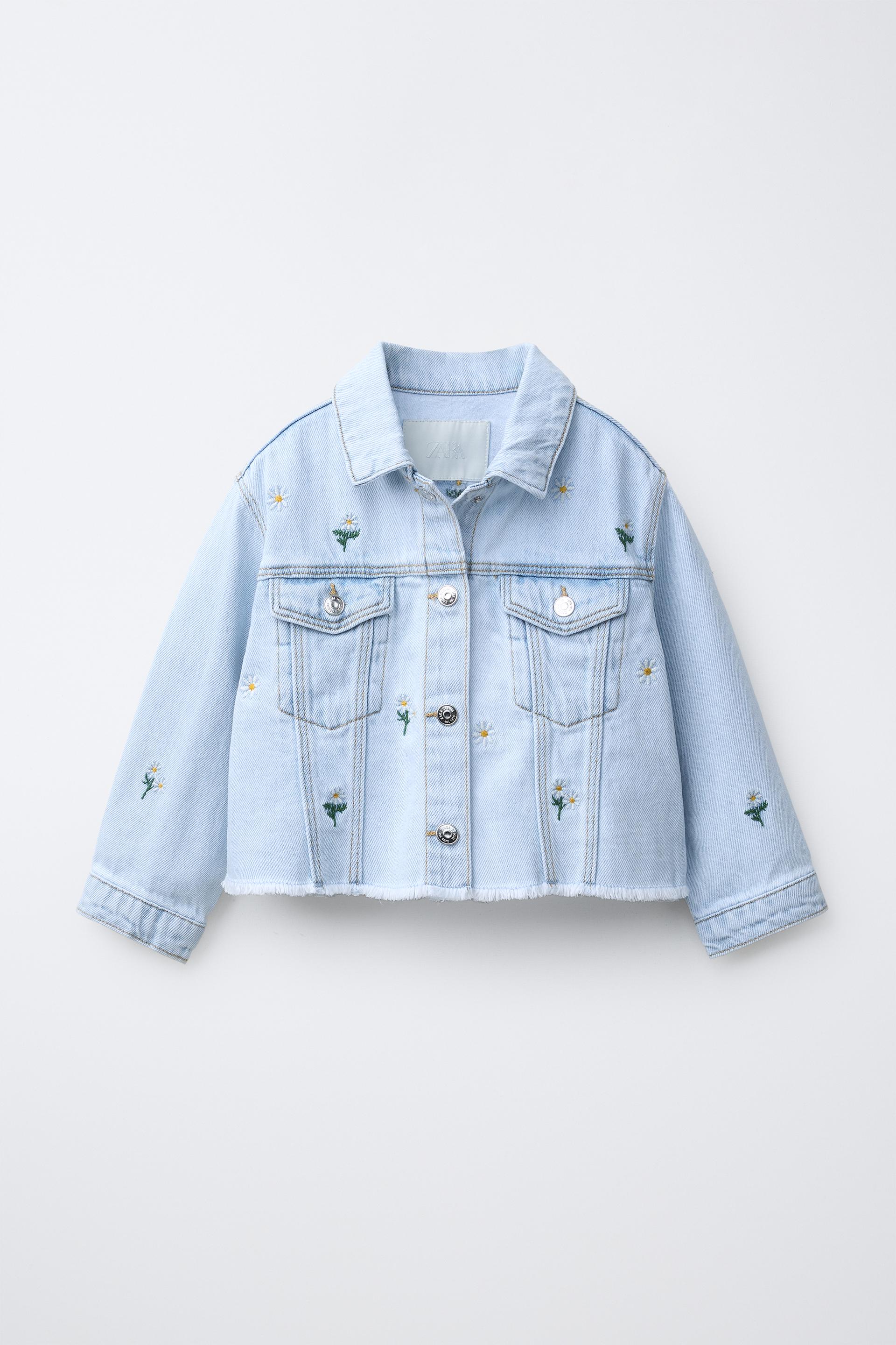 Denim Jacket With Embroidered Daisies