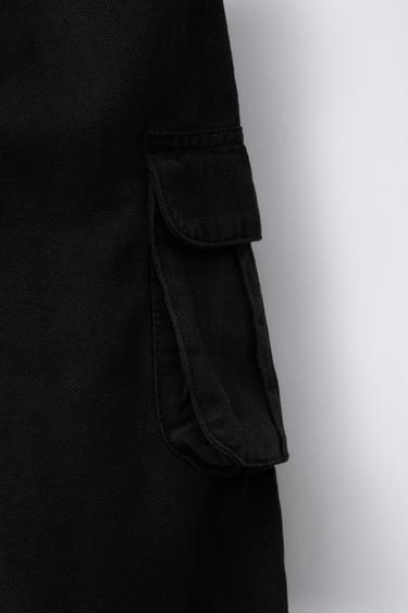 TWILL BARREL LEG TROUSERS WITH POCKETS - Black by Zara