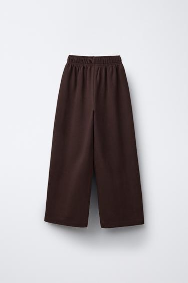 PLAIN INTERLOCK TROUSERS - Brown by Zara