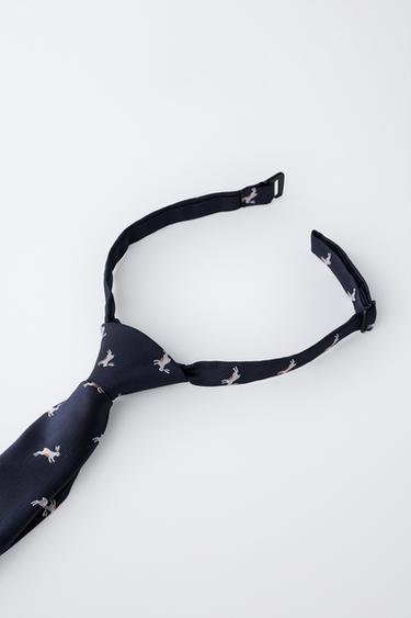 ANIMAL PRINT TIE - Blue by Zara
