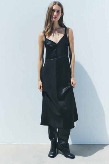 Zaras GLANSIG SLIPKLÄNNING ZW COLLECTION - Svart