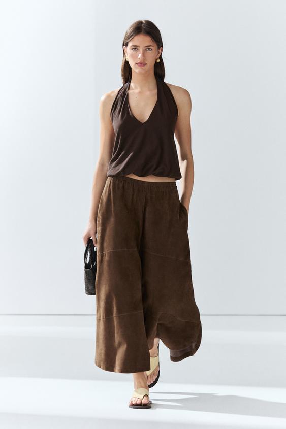 Suede leather midi skirt from Zara - $590
