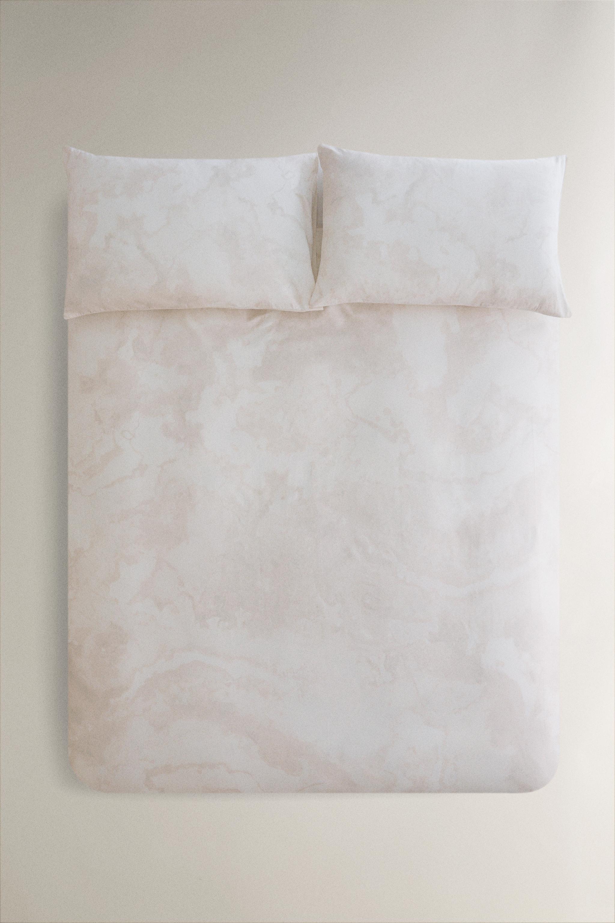 MARBLE PRINT DUVET COVER — Oyster-white