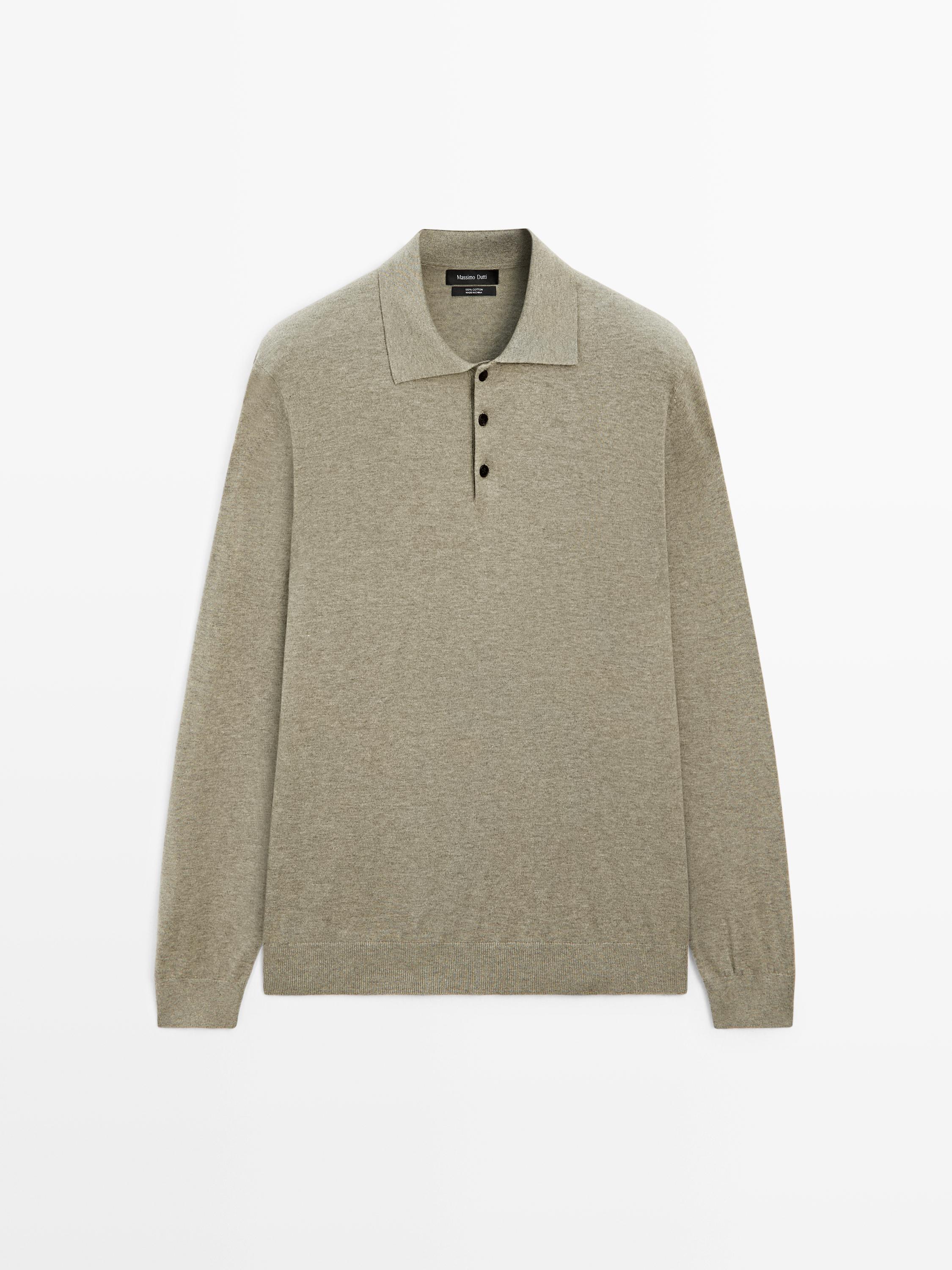 Cotton knit polo sweater