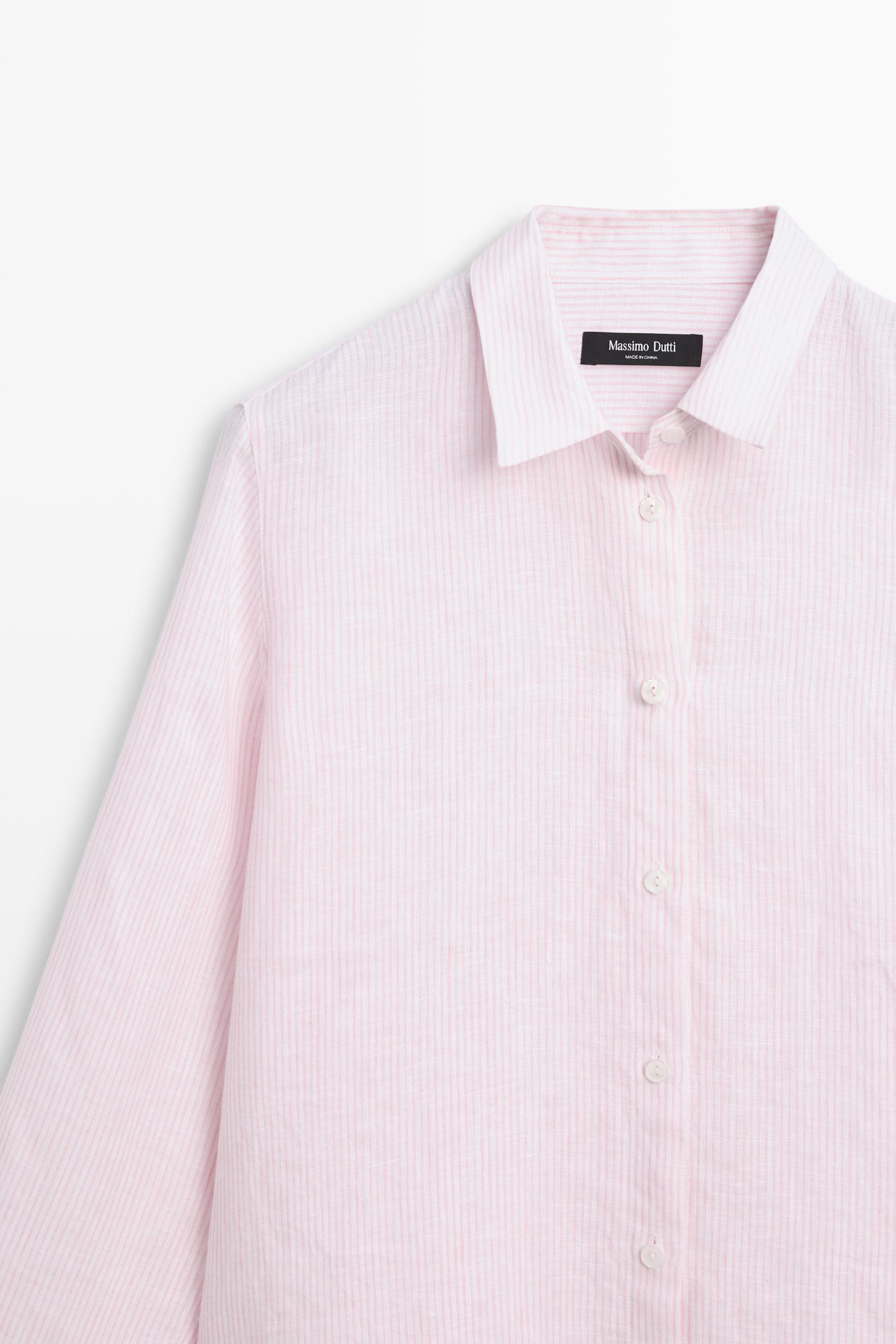 100% linen shirt with striped details