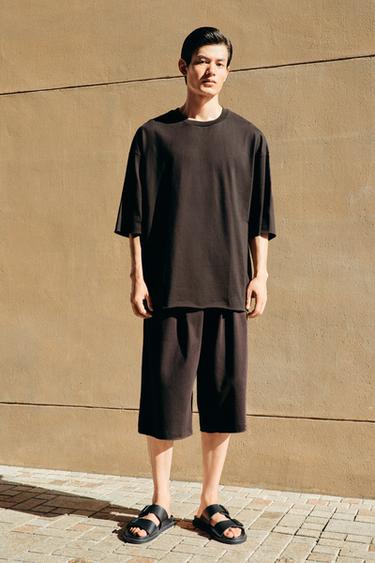 Zara 加大碼版型 T 恤 - 棕色