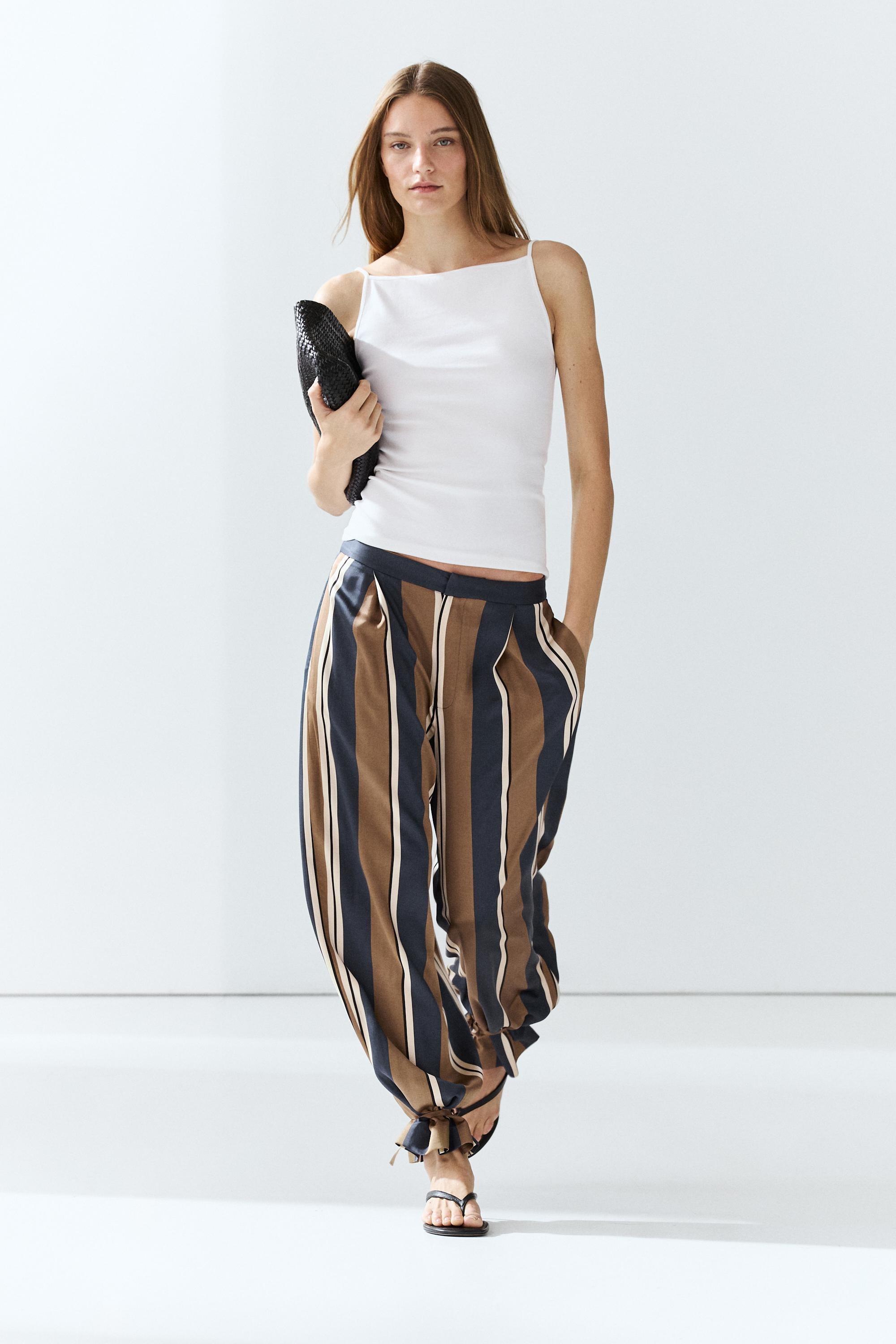Satin pants with tie-up hem detail — Anthracite grey