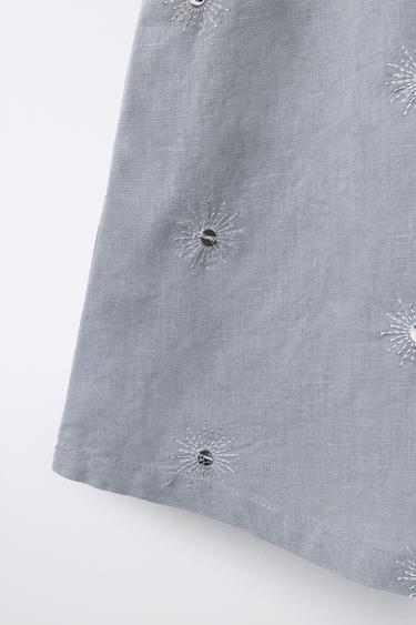 COTTON & LINEN HALTER SEQUIN TOP - Grey / Blue by Zara - Image 3