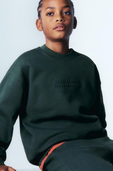 EMBOSSED TEXT INTERLOCK SWEATSHIRT AND JOGGER SET - Blue by Zara