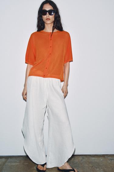 SHORT SLEEVE KNIT CARDIGAN - Neon orange by Zara - Image 3