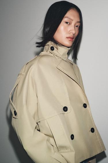 Zara ZW COLLECTION WATER REPELLENT SHORT TRENCH COAT - Light beige