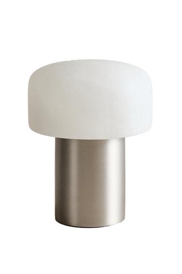 ALABASTER AND METAL CORDLESS TABLE LAMP - Silver by Zara