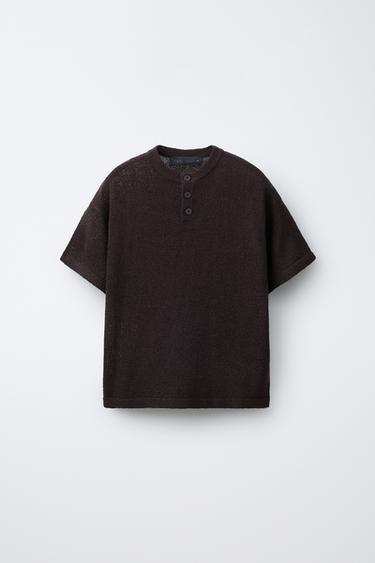 RUSTIC KNIT T-SHIRT - chocolate by Zara - Image 0
