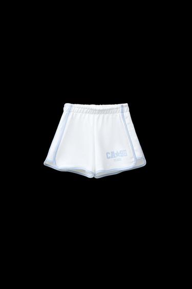 VARSITY PRINT FLEECE BERMUDA SHORTS - White by Zara - Image 0