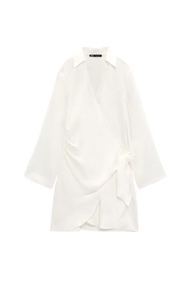 SATIN EFFECT WRAP DRESS