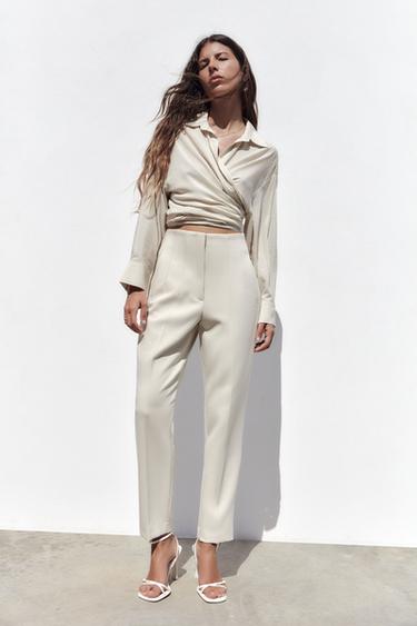HIGH-WAIST TROUSERS - Oyster-white by Zara