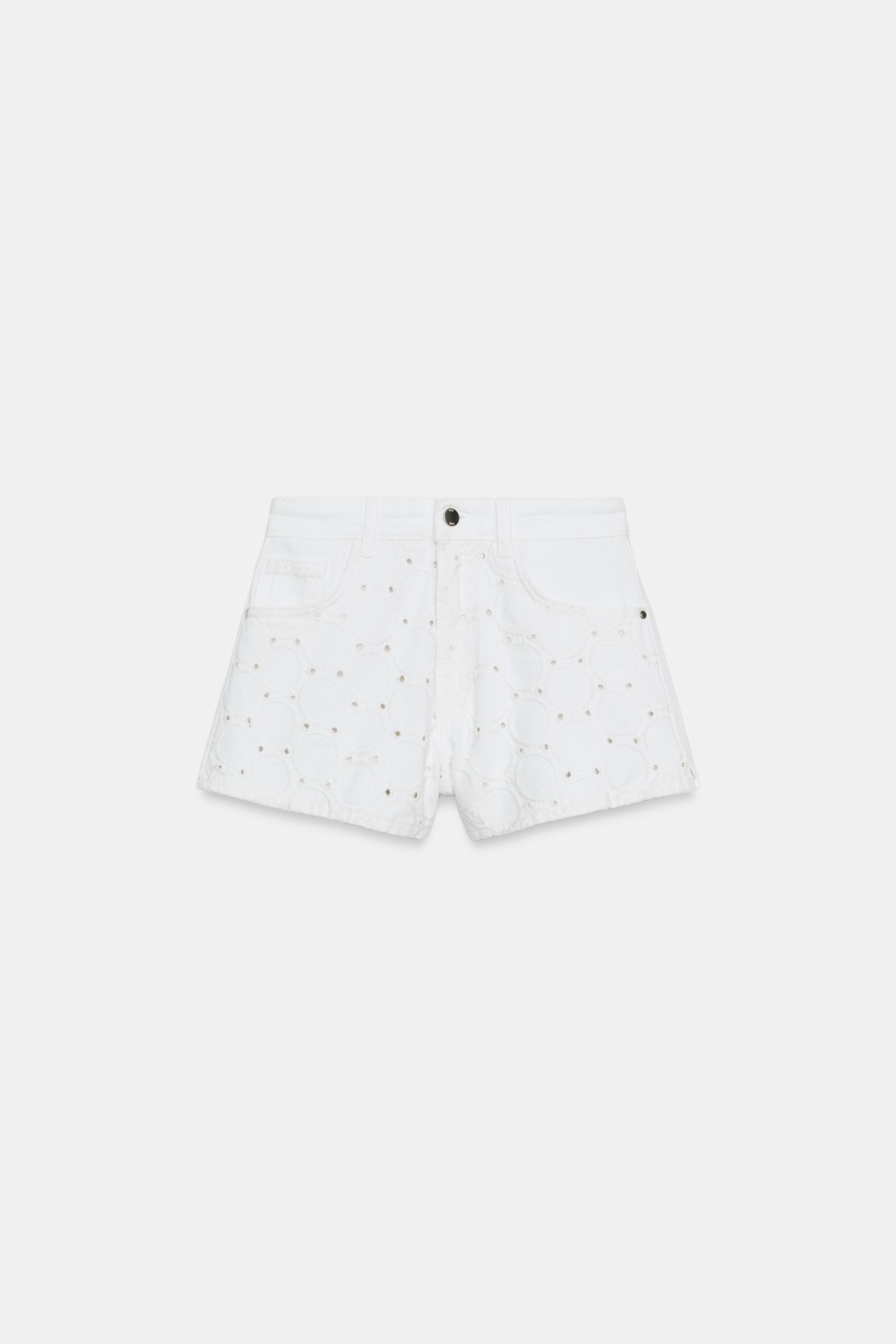Женские шорты Zara Z1975 MID-RISE EYELET EMBROIDERED SHORTS — фото 5