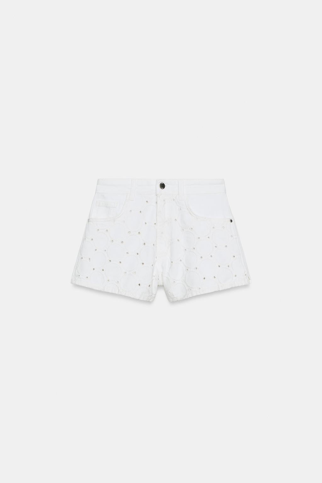 Z1975 MID-WAIST PERFORATED EMBROIDERED SHORTS