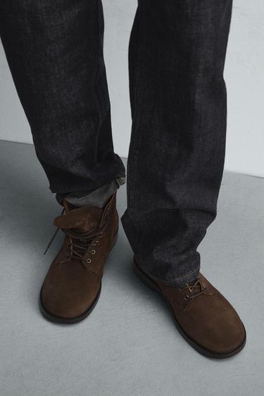 LEATHER LACE-UP BOOTS LIMITED EDITION - Brown by Zara - Image 1