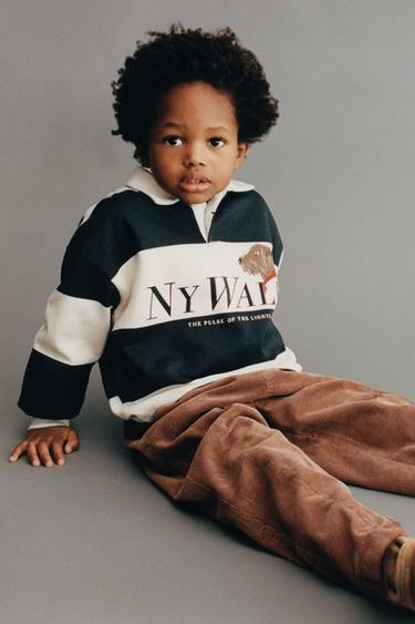 Zara 條紋寵物狗印花POLO衫 - 灰色