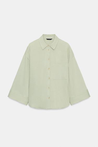 OVERSIZE WIDE SLEEVE SHIRT - Light khaki by Zara - Image 0