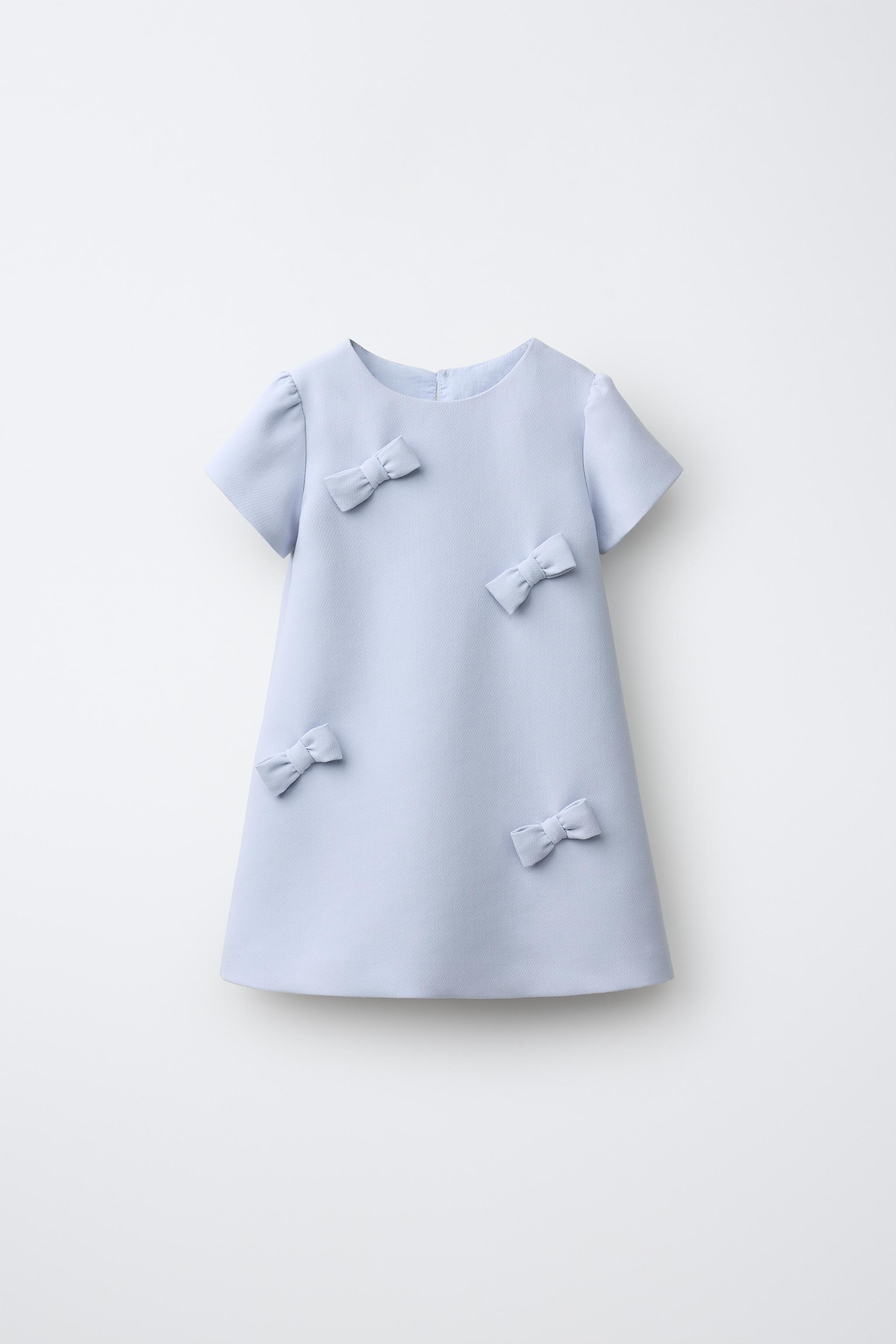 BOW DRESS — Pastel blue