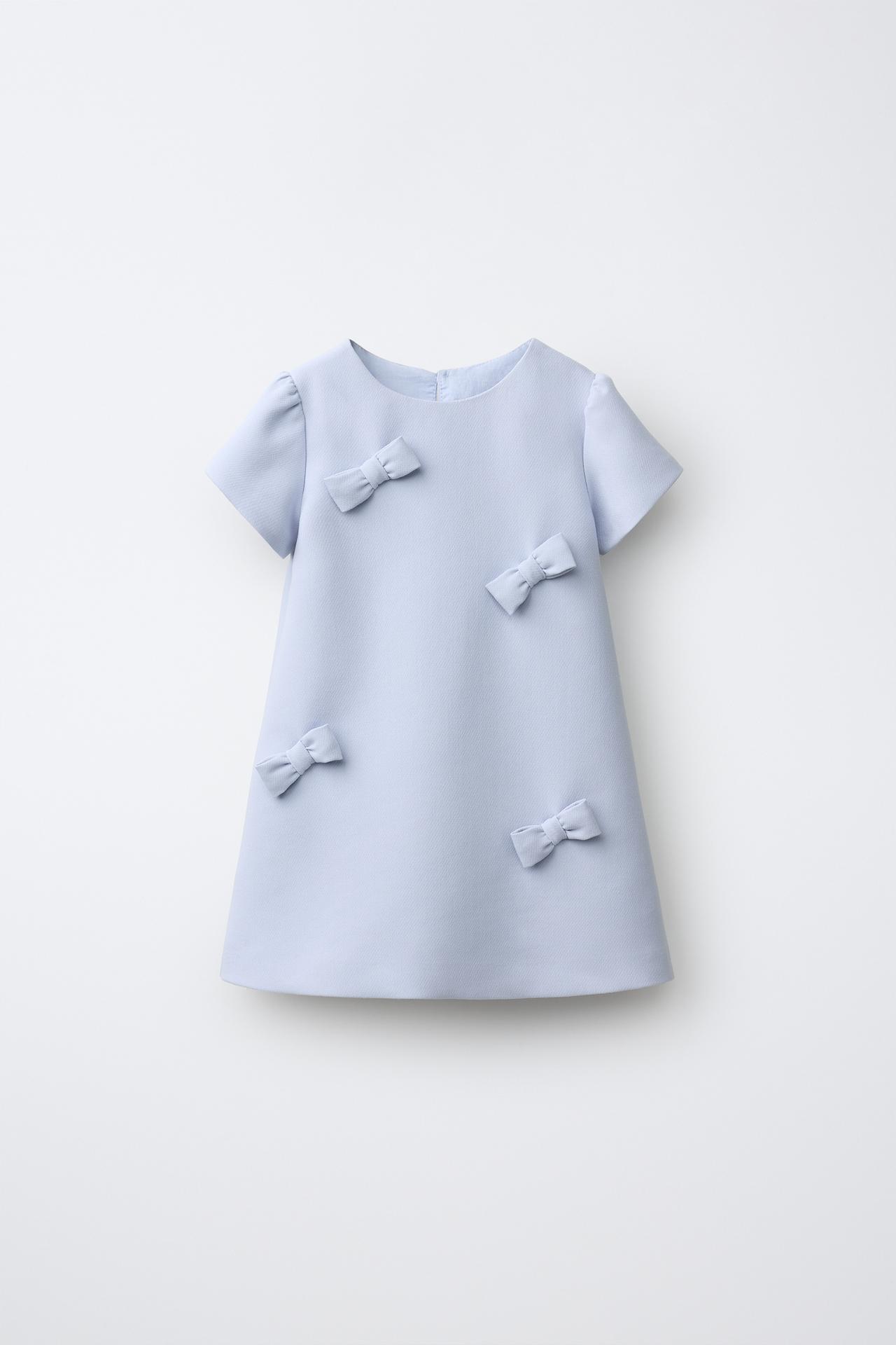 BOW DRESS — Pastel blue