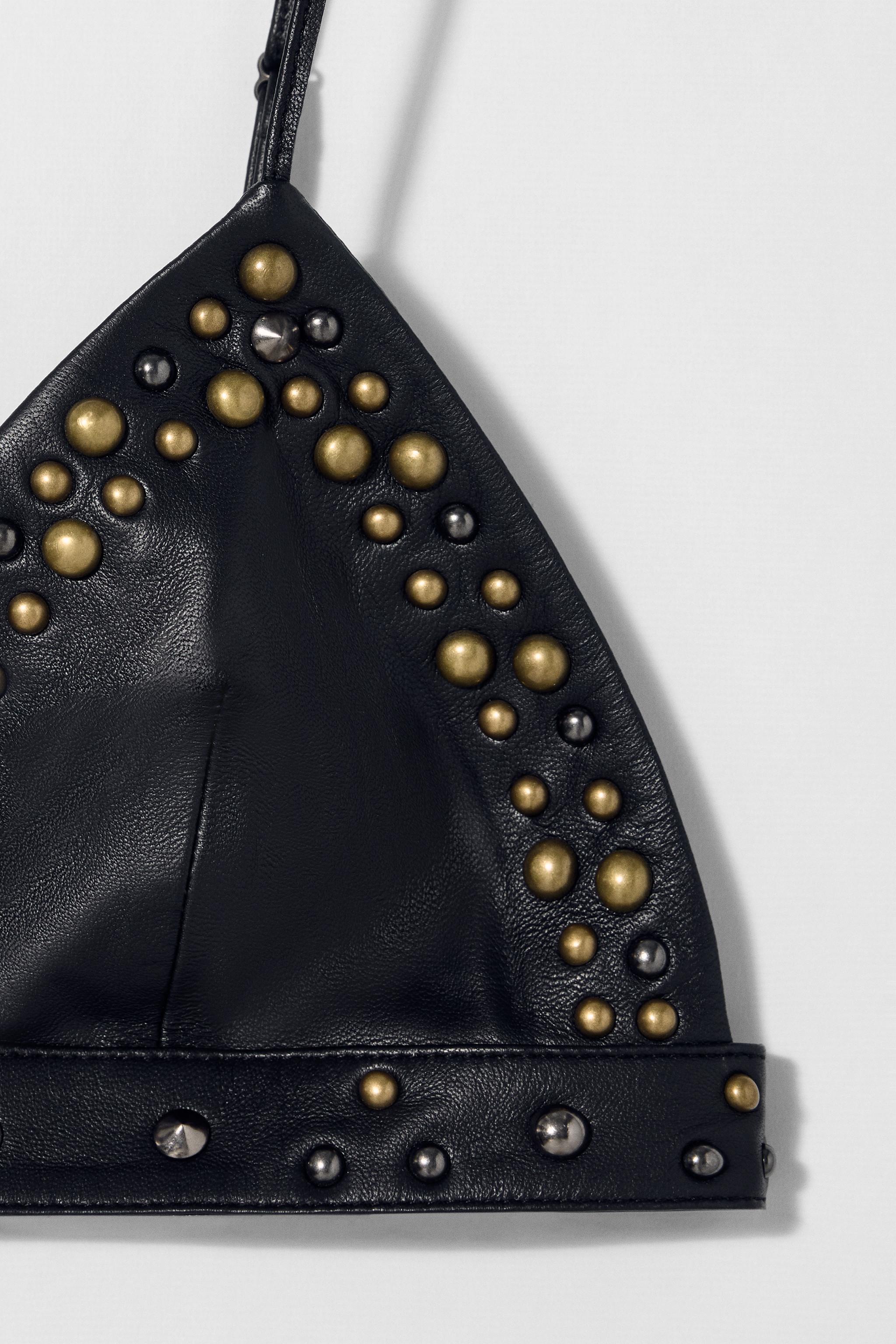 【ZARA×KateMoss】スタッズレザーブラ 6098/200/800 LEATHER STUDDED BRA KATE MOSS X ZARA - Black | ZARA United