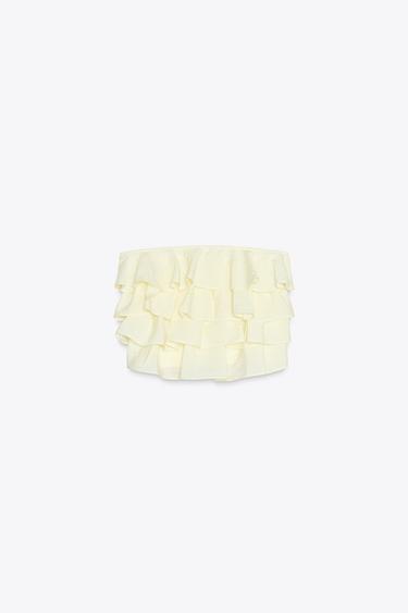 TOP BANDEAU VOLANTS - Jaune clair de Zara - Image 5