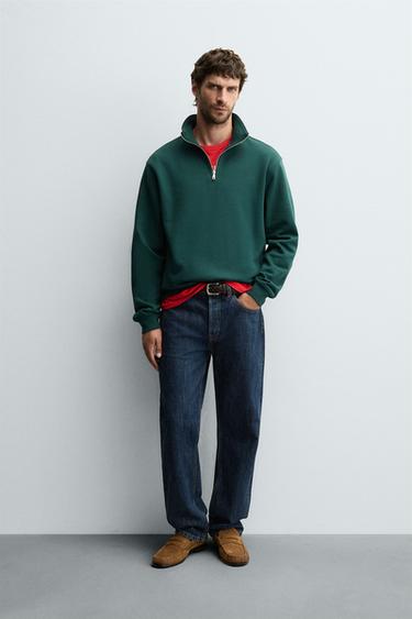 БАЗОВАЯ ТОЛСТОВКА С ВОРОТНИКОМ НА МОЛНИИ — СИНЕ-ЗЕЛЕНЫЙ от Zara