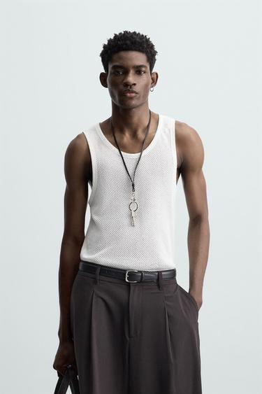 CAMISETA TANK ESTRUTURA ABERTA - Branco da Zara