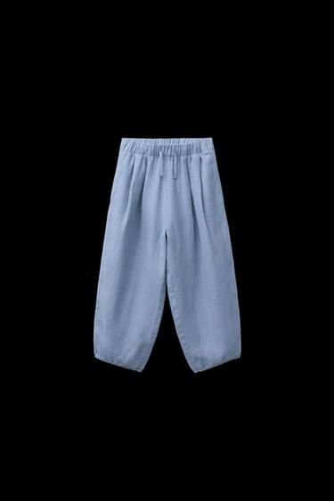 100% LINEN BAGGY TROUSERS - Blue by Zara