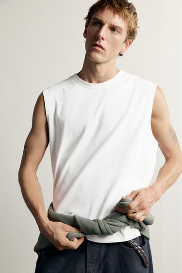 T-SHIRT DÉBARDEUR À COL ASSORTI - Blanc de Zara - Image 4