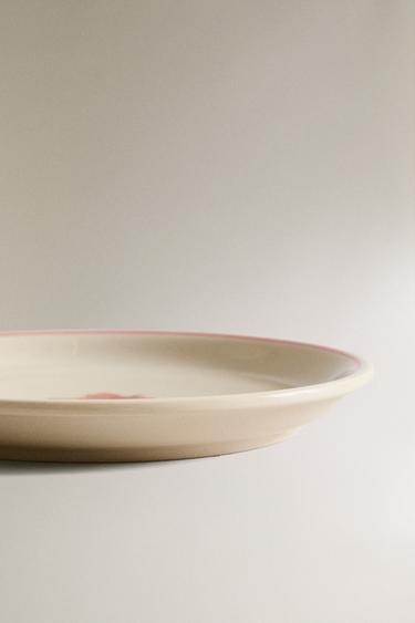 STONEWARE SIDE PLATE WITH CHRISTMAS MOTIF - White / Red by Zara - Image 3
