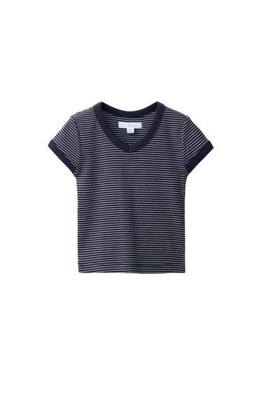 STRIPED RIBBED V-NECK T-SHIRT - Stripes by Zara