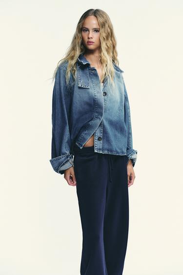 BASIC STRAIGHT PLUSH TROUSERS WITH ADJUSTABLE HEM - Navy blue by Zara