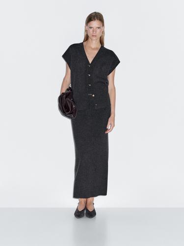 Zara Double-faced midi skirt - Anthracite grey