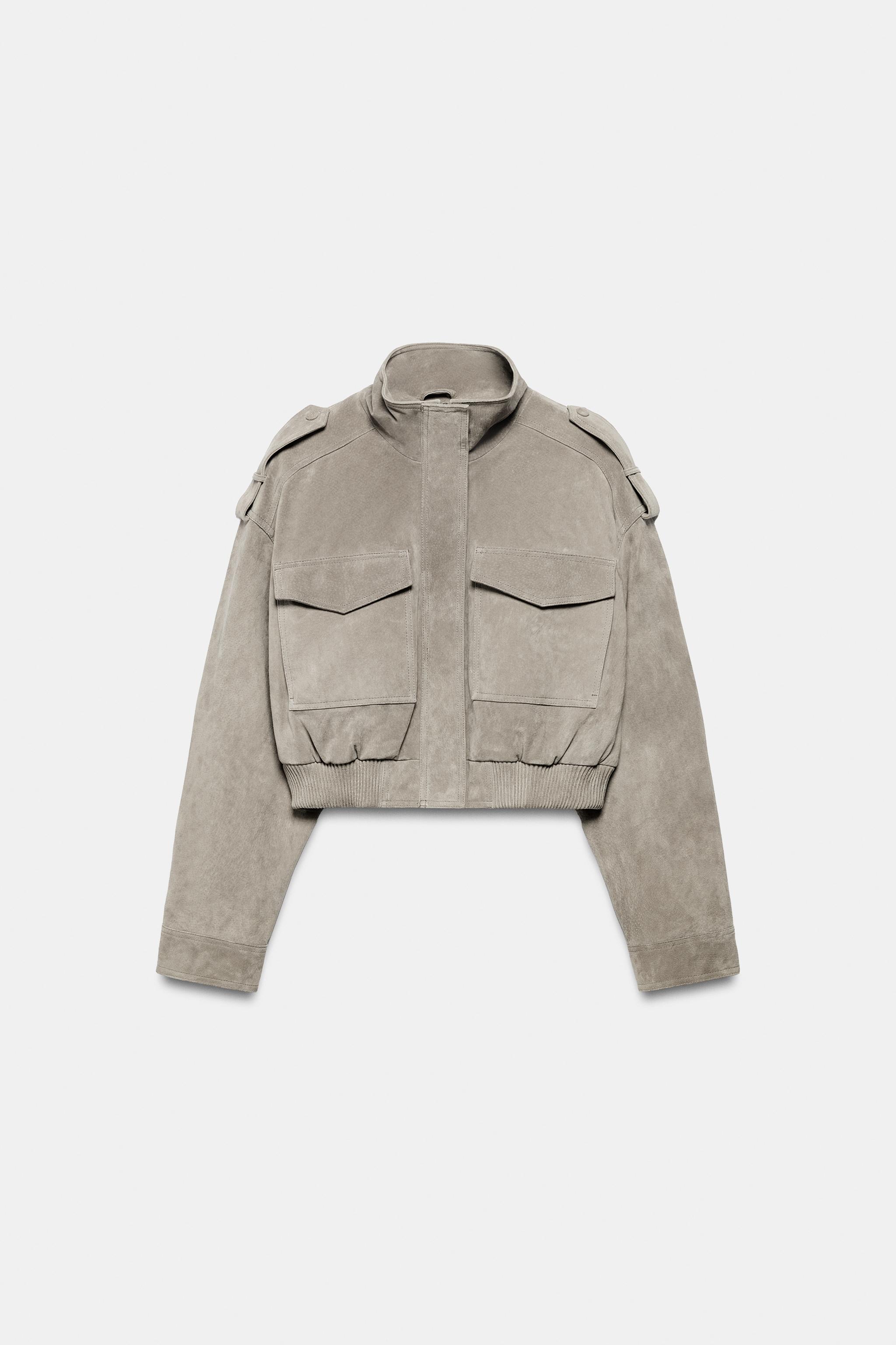 Женские куртки Zara 100% LEATHER CROPPED JACKET WITH TABS — фото 7