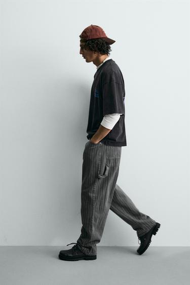 PANTALON BAGGY FIT RAYURES - Gris / Bleu de Zara - Image 5