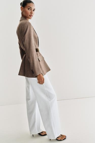 BLAZER À CHEVRONS AVEC CEINTURE - Marron de Zara - Image 2