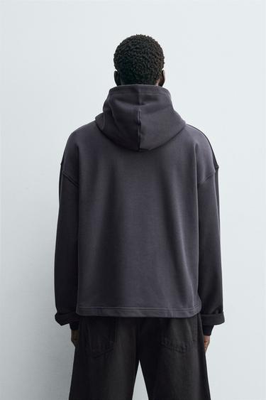 TEXTURED DRAWSTRING SWEATSHIRT - Dark grey by Zara - Image 2