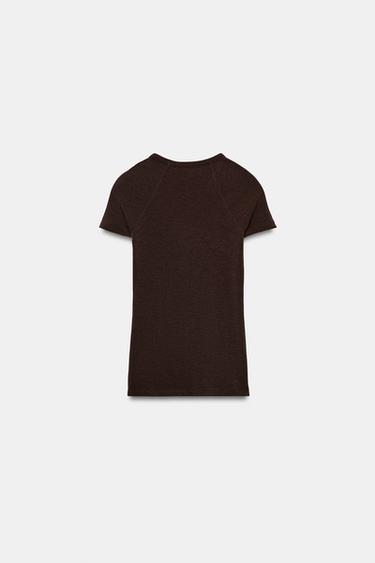 RAGLAN SHORT SLEEVE T-SHIRT - Brown marl by Zara - Image 6